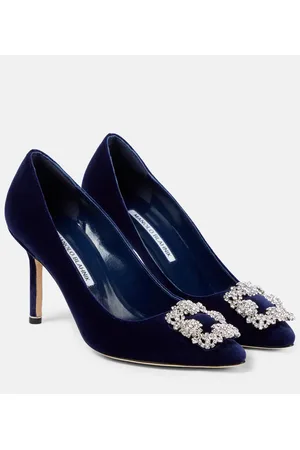 Manolo Blahnik Salones Hangisi 90 de terciopelo adornados
