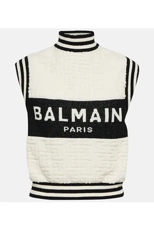 Balmain Top de punto bouclé con logo