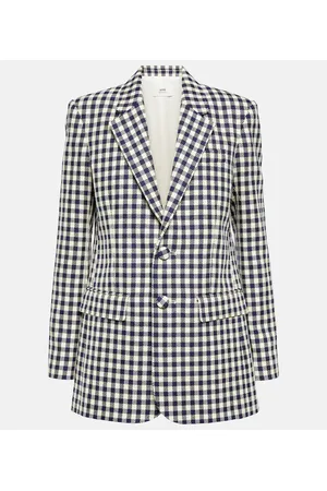 Ami Blazer de lana y algodón a cuadros