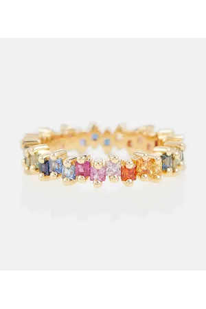 Suzanne Kalan Anillo Rainbow de oro de 18 ct con zafiro