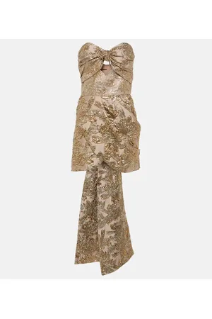 JOHANNA ORTIZ Vestido corto con brocado calado y lazo