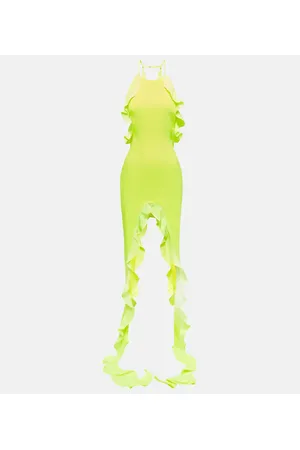 DAVID KOMA Vestido midi asimétrico con volantes