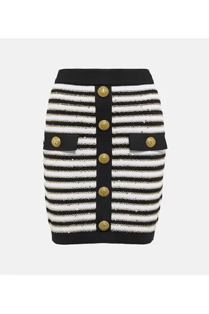 Balmain Minifalda de jersey de tiro alto a rayas