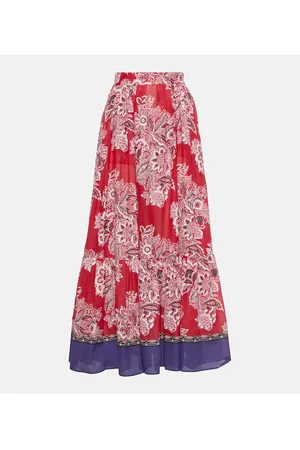 Etro Falda larga de algodón y seda