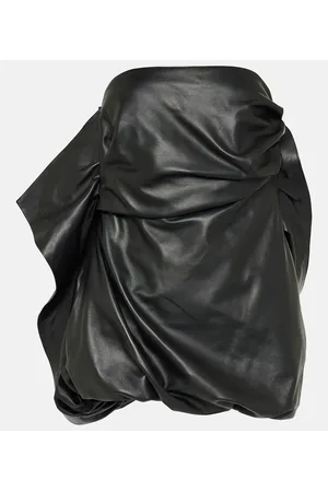 The Attico Vestido corto de piel sin tirantes