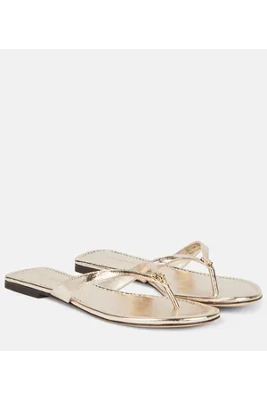 Tory Burch Sandalias de piel metalizada