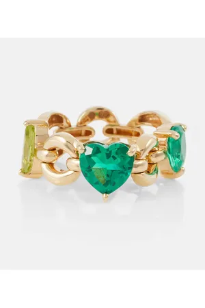 Nadine Aysoy Anillo Catena Petite de oro de 18 ct con turmalina, peridoto y esmeralda