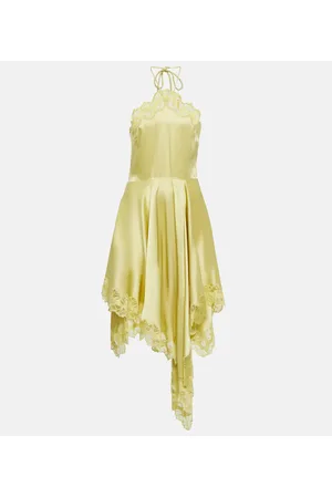 Stella McCartney Vestido midi de satén con encaje