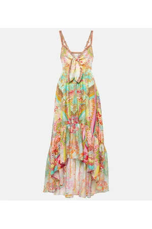 Camilla Vestido midi de seda con volante
