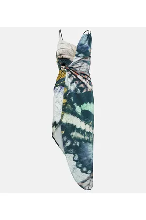 JACQUES WEI Vestido midi asimétrico estampado