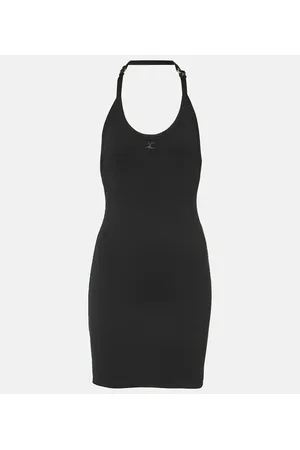 Courrèges Courrèges Vestido corto de mezcla de algodón acanalado