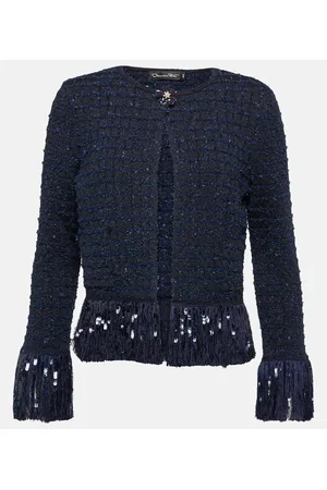 Oscar de la Renta Chaqueta en punto de tweed con flecos