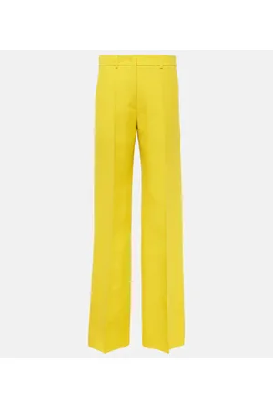 VALENTINO Pantalones rectos de Crepe Couture de tiro alto