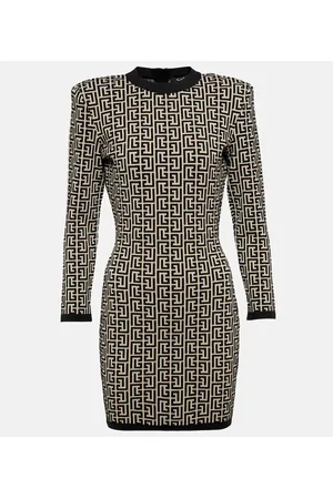 Balmain Vestido corto Monogram en mezcla de lana