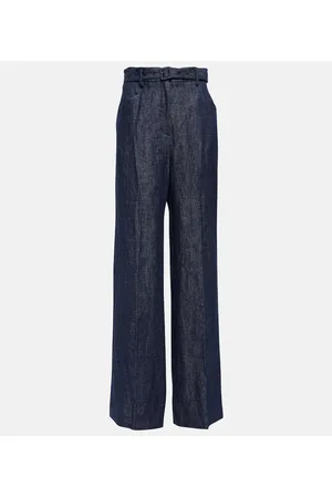 GABRIELA HEARST Pantalones anchos de lino de tiro alto