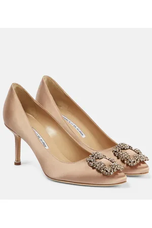 Manolo Blahnik Salones Hangisi 70 de satén adornados