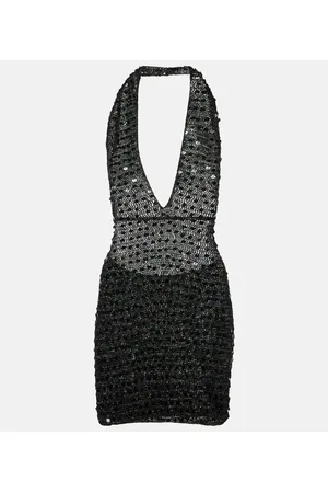 AYA MUSE Vestido corto halter con lentejuelas