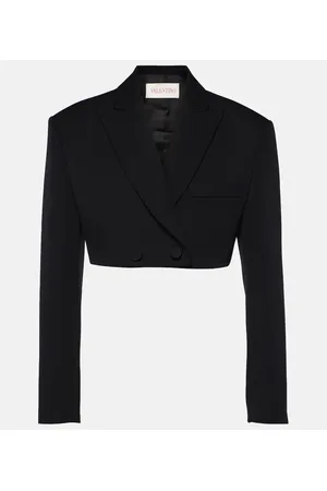 VALENTINO Blazer cropped de grisalla de lana
