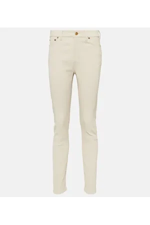 Ralph Lauren Pantalones skinny en piel de tiro alto
