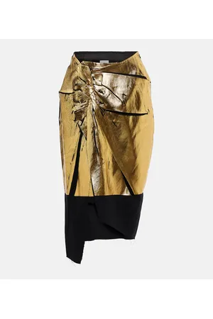 DRIES VAN NOTEN Falda midi Sinam de algodón y lino