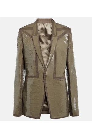Rick Owens Blazer de algodón de botonadura simple