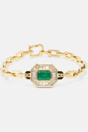 Shay Pulsera Halo Mini Deco de oro de 18 ct con esmeralda y diamantes