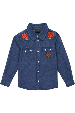 Mini Rodini Camisa de denim con bordado