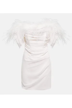 GIUSEPPE DI MORABITO Vestido corto fruncido con plumas