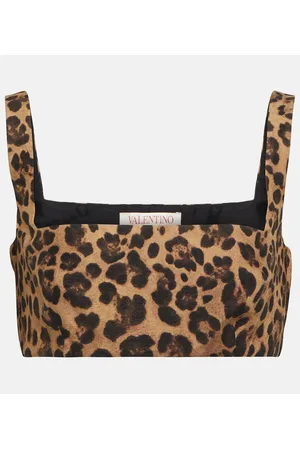 VALENTINO Crop top de Crepe Couture estampado