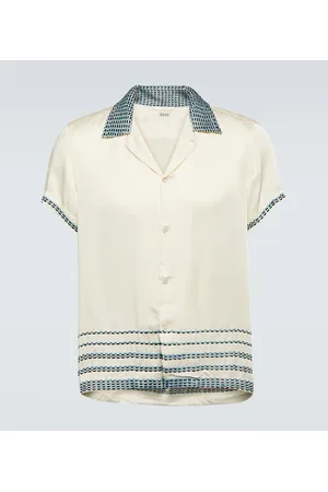 BODE Camisa bowling de satén de seda bordada