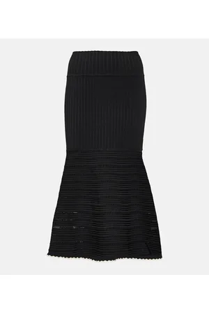 Victoria Beckham Falda midi de tiro alto adornada