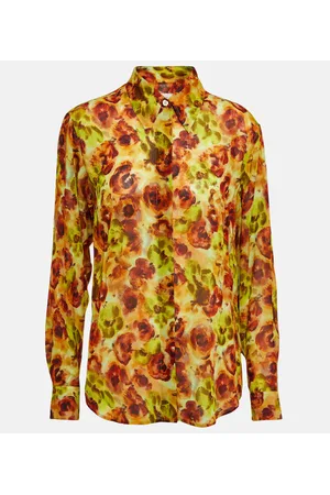 DRIES VAN NOTEN Camisa de satén floral