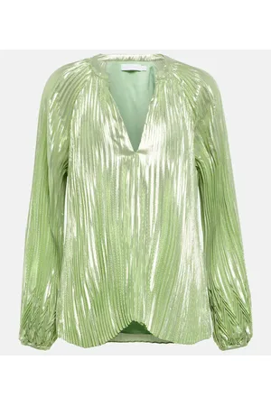Simkhai Blusa Char en mezcla de seda plisada