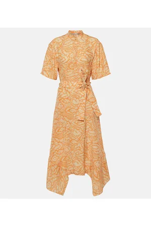 Stella McCartney Vestido midi de seda estampado