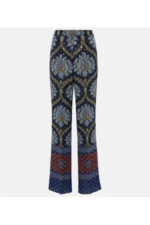 Etro Pantalones anchos en mezcla de seda