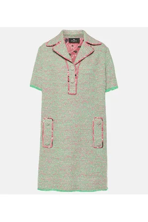 Etro Vestido corto de tweed de algodón y lana