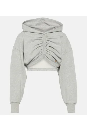 Palm Angels Sudadera con capucha cropped en mezcla de algodón