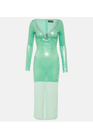 DAVID KOMA Vestido midi con lentejuelas