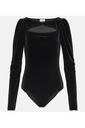 Ganni Body de jersey de terciopelo