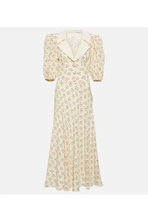 Alessandra Rich Vestido midi de seda con lunares