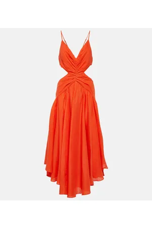 ZIMMERMANN Vestido midi Raie de lino con aberturas
