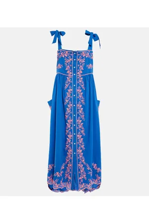 Juliet Dunn Vestido midi de algodón bordado
