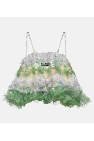 SUSAN FANG Crop top de tul adornado