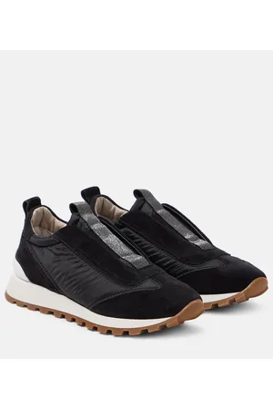 Brunello Cucinelli Zapatillas con ante y cuentas Monili