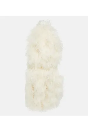 DAVID KOMA Vestido corto de cady con plumas