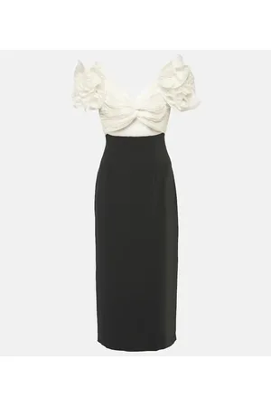 Costarellos Vestido midi Ziselle de Lurex® y crepé con abertura
