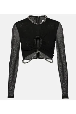DION LEE Crop top de jersey adornado con abertura