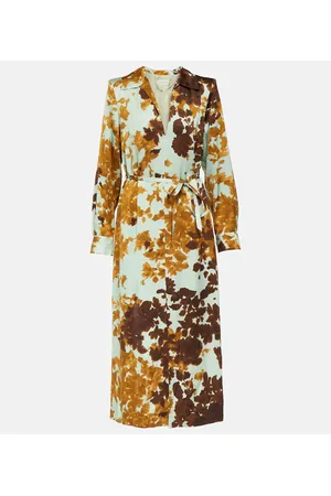 DRIES VAN NOTEN Vestido midi Dellas de satén estampado