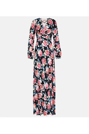 Diane von Furstenberg Vestido largo Monika de satén floral