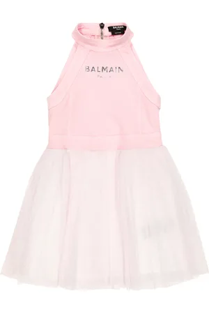 Balmain Vestido de tul con cuello halter